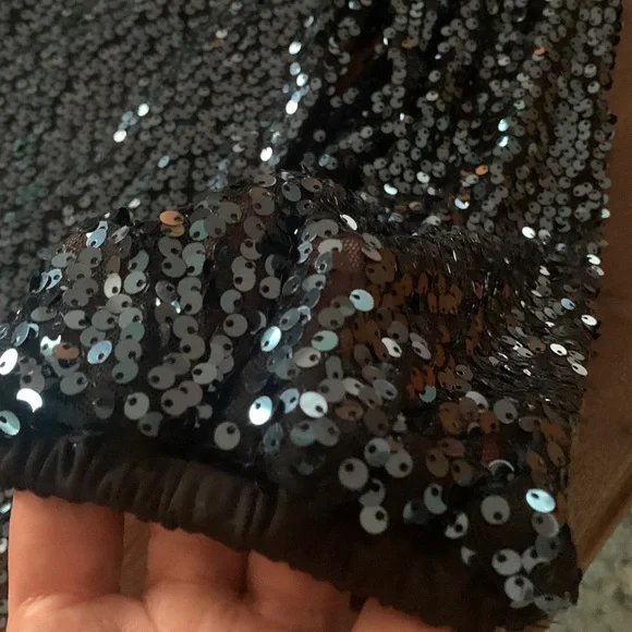 NWT, Minimalist Black/Blue Sequinned Party Dress with detachable belt, US 10 - Picture 5 of 12